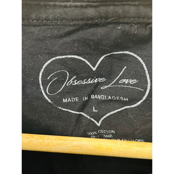 Obsessive Love Womens Black Celestial Floral Moon Phase Graphic Crop Top Large - Picture 3 of 3